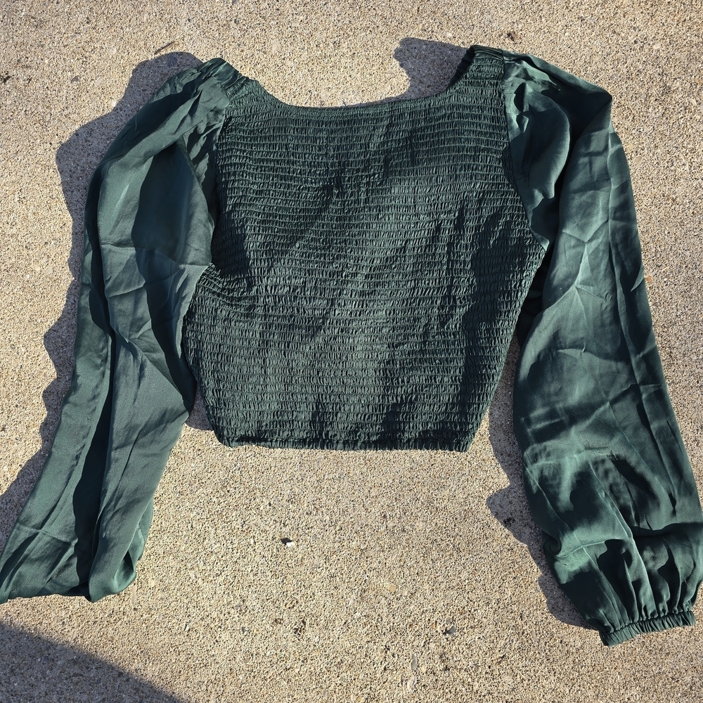 American Eagle Outfitters Dark Green Crop Top - Picture 2 of 4